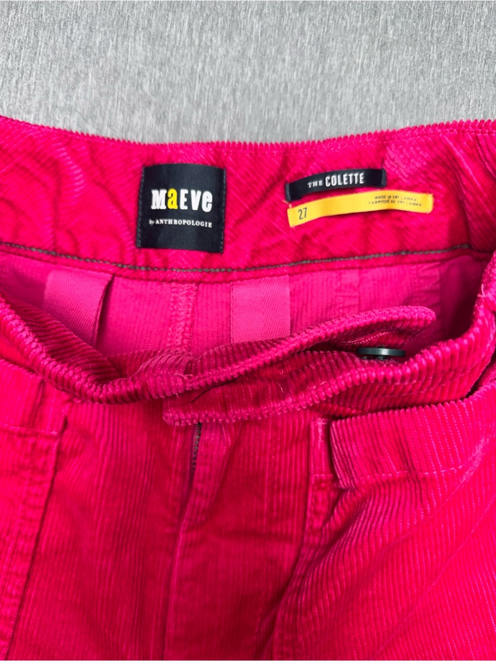 Anthropologie Maeve Colette Fuchsia Corduroy Wide Leg Pants 27 - Picture 2 of 4
